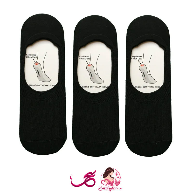 332 جوراب مردانه مدل کالج پشت ژله ای رنگ مشکی بسته 3 عددی