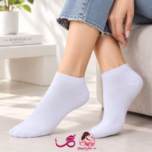 جوراب زنانه فاق کوتاه نخ پنبه طرح ساده